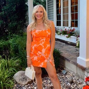 Showpo orange and pink mini dress